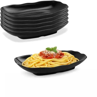 Jinfanshurich Teller Rechteckig, Servierplatten Porzellan Rechteckig, Schwarz Vorspeisenteller, Dessertteller, Snackteller für Sushi, Kuchen, Salat, Obst, Antipasti, Beilagen (LJP5008-6)