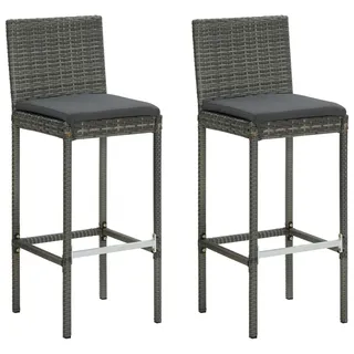 vidaXL Garten-Barhocker mit Kissen 2 St. grau