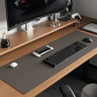 Große Schreibtischunterlage aus PU-Leder, wasserdicht, für Computertastatur, glattes Mauspad, rutschfester Tischschutz, Büroschreibtisch, Laptop-Matte zum Schreiben, Gaming (Dunkelgrau, 80 x 40 cm)