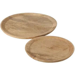 Boltze Teller Maino 2er Set, Serviertablett Mango Holz ü 26-35cm Schale