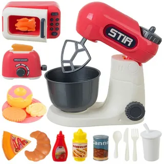 KRUZZEL Spielküche Spielküche Zubehör Set 26 Teile Kinderküche Rollenspiel Küche, 26 Teile Mixer Toaster Mikrowelle Geschirr Zubehör Kinder