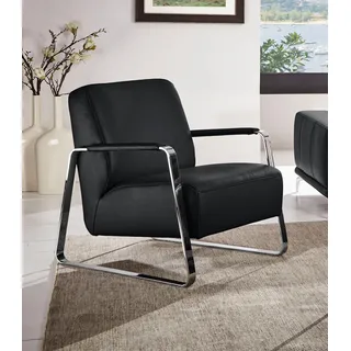 W.Schillig Cocktailsessel »quadroo Designsessel, Loungesessel«, mit bezogenen Armlehnen, Gestell in Chrom glänzend schwarz
