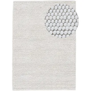 carpetfine Wollteppich Calo weicher Filzkugel-Teppich Creme 120x170 cm für Wohnzimmer, Schlafzimmer & Kinderzimmer