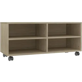 vidaXL TV Schrank mit Rollen Lowboard Fernsehtisch TV Möbel Board Tisch Fernsehschrank Sideboard HiFi-Schrank Sonoma-Eiche 90x35x35cm Holzwerkstoff