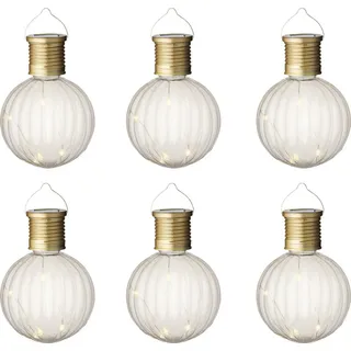 Lumineo Solarleuchte Kunststoff 8x11 cm 6er Set Transparent/Weiß