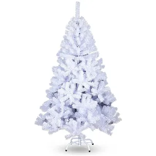 SWANEW Künstlicher Weihnachtsbaum 1,5m Weiß Christbaum Einzigartiger Kunstbaum Weihnachtsdeko schwer entflammbar für den Weihnachtsdekoration