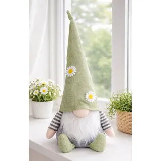 LB H&F Lilienburg Dekofigur Wichtel Zwerg Gnom Schlafwichtel Deko Frühling Frühlingsdeko (Landhaus Shabby Hygge Herbst Willkommen Osterdeko grün Frühlingsdekoration Tischdeko Tisch Dekoration Sommer Herbst Winter Geburtstag Frühjahr Muttertag Geschenkidee, Objekt Skulptur Objekt Skulptur), zum hinstellen aufstellen groß, Frühjahr Ostern Gartenzwerg Herbstdeko Dekoration Fensterbrett), Aufsteller Figur modern Frühlingsdeko Stoffwichtel Frühlingswichtel Dekowichtel niedlich groß Stoff Blumen Mütze, grün