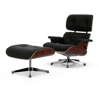 Vitra - Lounge Chair & Ottoman, poliert, Santos Palisander, Leder Premium F, nero (neue Maße)