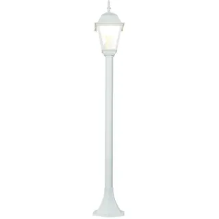Licht-Erlebnisse Weiße Stehlampe TIROL Outdoor aus Aluminium Glas H:103cm E27 Vintage Wegeleuchte Straßenlaterne Garten Terrasse, CX6201-01