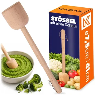 KADAX Krautstampfer aus Holz, 41 x 7.5 cm, Sauerkrautstampfer, Stampfer für Fermentieren von Sauerkraut, Kartoffelstampfer, Holzstößel, Handstampfer, Holzstampfer