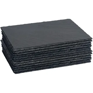 Argon Tableware Rechteck Tischsets aus Schiefer - 30cm x 20cm - 12x Groß Natürlich Schwarz Stein Essen Tisch Abendessen Portion Planke Teller Ort Matten Sätze