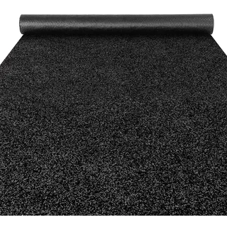 ANRO Fußmatte Schmutzfangmatte Teppich Läufer Sauberlaufmatte rutschfest Indoor Outdoor abwaschbar für Flur Eingang Poet Meterware Schwarz 220 x 100 cm (Rechteckig)