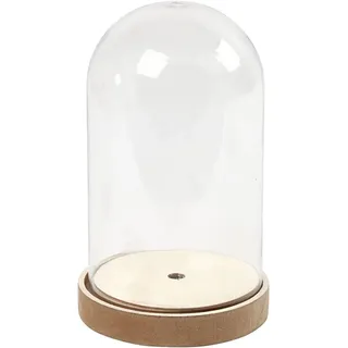 Creativ Company Plastikglas Glocke auf Holzfuß, H 18 cm, D 11 cm