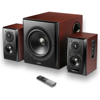 Edifier S350DB Aktivlautsprecher 2.1 HiFi Soundsystem mit 8-Zoll-Subwoofer, Bluetooth aptX, Regallautsprecher mit optischem & koaxialem Eingang–B... - Braun