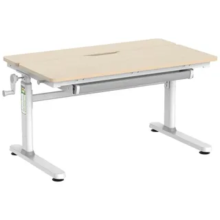HOKO Kinderschreibtisch höhenverstellbar für Kinder ab 6 Jahren (Kinder Schreibtisch mit neigbarer Tischplatte und Schublade, 100x60 cm Arbeitsfläche, 100x40 cm neigbare Tischplatte), höhenverstellbar 54–76 cm, Holzoptik, LUKA