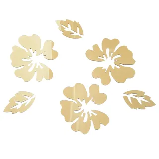 3D Wandtattoo Blumen Spiegel Aufkleber Modern Wohnzimmer Schlafzimmer Flur Badezimmer Wanddeko Goldenes