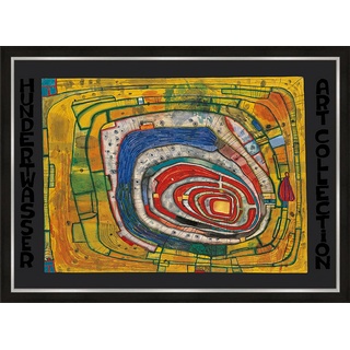 artissimo Bild mit Rahmen »Friedenreich Hundertwasser Bild / Kunstdruck gerahmt 72x53cm / Poster mit Rahmen / Wandbild Gemälde Kunst«