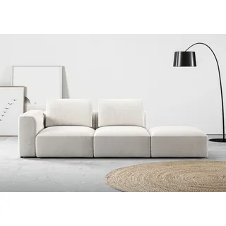 Chaiselongue RAUM.ID "Cushid" Sofas Gr. B/H/T: 273 cm x 62 cm x 109 cm, Feincord, weiß Chaiselongues Modul-Sofa, bestehend aus 2-Sitzer und Hocker