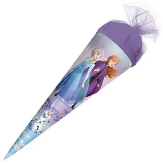 ROTH Schultüte Disney Frozen 35 cm rund, Tüllverschluss - Zuckertüte Disney Frozen Schulanfang