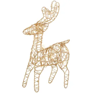 Lumineo LED Rentier Dekofigur 12x21cm Metall - mit Timer/Batteriebetrieb - Deko Aufsteller für die Weihnachts- und Winterzeit - Weihnachtsfigur Metallfigur - Drahtfigur Weihnachten - Gold