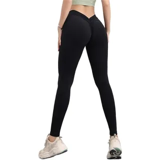 AHIOJEGX Po Lifting Leggings Zurück V Leggings Push Up Sport Damen Fitness Laufen Training Yoga Hosen Leggings Gym Mädchen Leggings(Black,S)