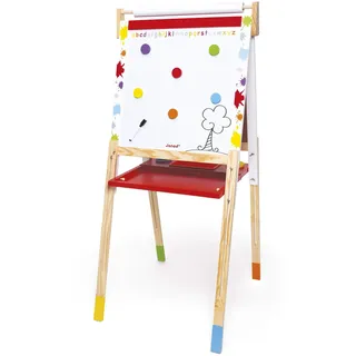 Janod Staffelei 'Splash' aus Holz - Zweiseitige Magnettafel und Kreidetafel, Whiteboard für Kinder - Höhenverstellbare Maltafel mit 13 Zubehörteilen - Ab 3 Jahren, J09611