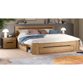 Inn.Furn Schlafzimmer-Set Cooper, (Set mit Doppelbett und Nachttischen, 3-tlg., Eiche Artisan mit Basalt Grau), inklusive 3x Bettschubkasten beige