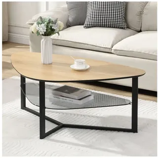 FineBuy Couchtisch Nierenförmig Braun Eiche 110 x 65 x 45 cm