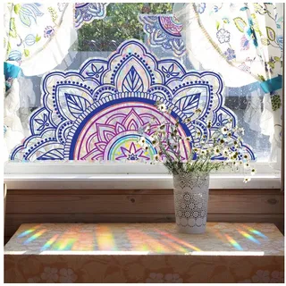 AUKUU Wandtattoo 28*50cm Sonnenlicht bunte Mandala Blume, Fensterdekoration elektrostatischer Glasaufkleber