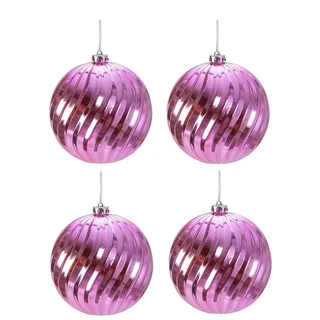 4 Stück Große Weihnachtskugel Rosa Ø 15 cm Dekokugel zum Hängen