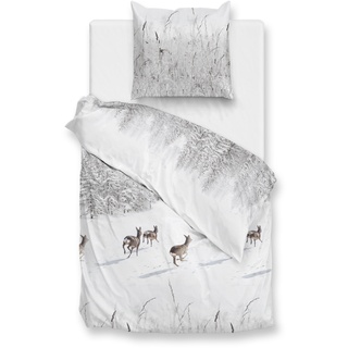 HNL LIVING Bettwäsche SNOWY BIBER weiß (BL 135x200 cm) BL 135x200 cm weiß Bettbezug Bettzeug - weiß