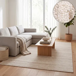 THEKO Royal Berber Uni Wollteppich 60 x 90 cm beige