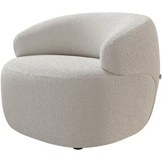 DELIFE Cocktailsessel Nova, Bouclé Creme-Weiß 88x88 cm Loungesessel weiß