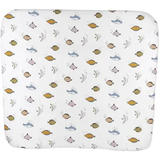 Meyco Baby Wickelauflagenbezug Sea Multicolour (100% Baumwolle, 1-tlg), 85x75cm weiß