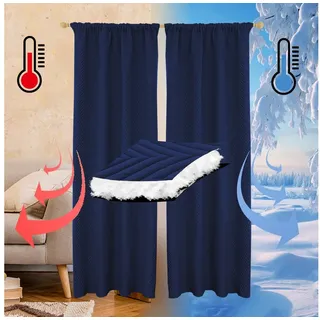 LMaxhome Vorhang Verdunkelungsvorhang Gesteppt Thermovorhang Türvorhang für Wohnzimmer, (1/2 St) 370g/m2, Wärmeschutz 100% Blickdicht Kälteschutz Schlafzimmer blau 140 cm x 175 cm
