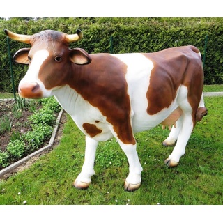 XXL Kuh lebensgross ca. 230cm Premium Gartendeko lebensecht Garten-Deko Figur braun-Weiss