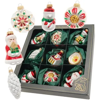 Krebs Glas Lauscha Weihnachtsornamente Figuren 9-tlg. 7cm