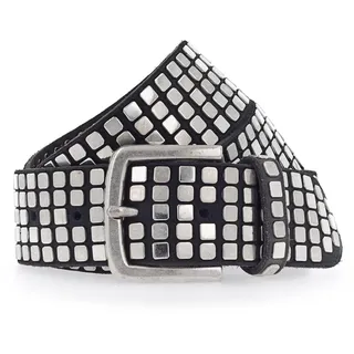 B.belt Quinn Leder schwarz/silber 110 cm