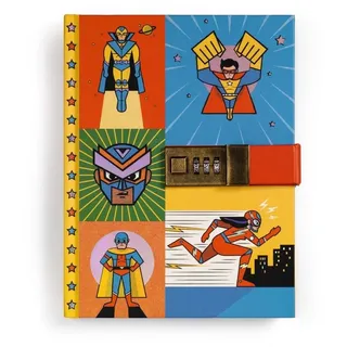 DJECO Tagebuch Tagebuch mit Zahlencode im Comicstyle 88 Seiten liniert