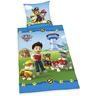 Herding PAW PATROL Bettwäsche-Set, Wendemotiv, Bettbezug 135 x 200 cm, Kopfkissenbezug 80 x 80 cm, Baumwolle/Renforcé