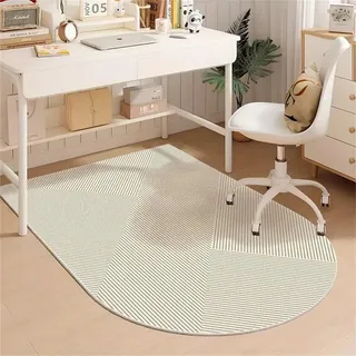 Modern Mode Bodenschutzmatte Bürostuhl, Highdi Bürostuhl Unterlage Kratzfest rutschfest, Halbrund Bodenmatte Stuhlunterlage, für Parkett Hartböden Bürostuhlunterlage (Beige,90x120cm)