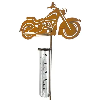 Dragimex Gartenstecker Gartenstecker Motorrad / Chopper mit Regenmesser – 108cm – Rostbraun braun