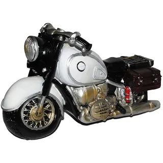 alles-meine.de GmbH Spardose - Motorrad - Nostalgie & Oldtimer - weiß/grau - stabile Sparbüchse aus Kunstharz/Polyresin - Bike/Biker/Fahrzeug Rennserie/Rennmotorrad..