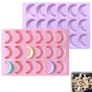 DGN 2er Set Vanillekipferl Backform Silikon für Heißluftfritteusen/Backöfen | Antihaftbeschichtet, Lebensmittelecht, Für Kipferl, Gebäck & Schoko