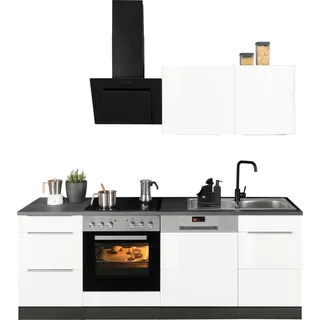 kochstation Küchenzeile 220 cm Weiß