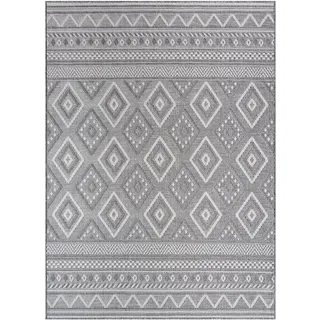 TT Home Rauten Design Outdoor-Teppich 300 x 400 cm Grau