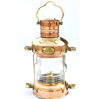 Öllampe mit Anker, Messing, 35,6 cm, Vintage-Schiff-Laterne