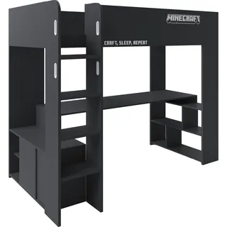Phoenix Hochbett MINECRAFT 90 x 200 cm Holz schwarz