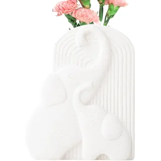 Vase in Elefantenform, Keramikvase, Elefant, moderne Vase – Blumenvase aus Keramik, niedliches Tier, einfach, weiß, für Bauernhof, Party-Dekoration zu Hause