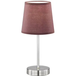 WOFI LED Tischleuchte, LED wechselbar, Warmweiß, Design-klassiker Nachttischlampe mit Stoff Lampenschirm Braun, H: 32cm braun